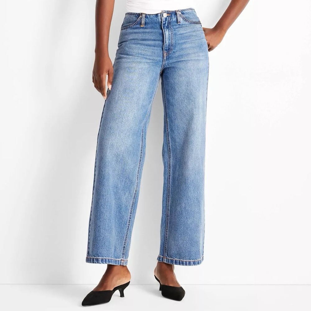 Mid-Rise Wide Leg Jeans - Future Collective - Medium Wash, 6